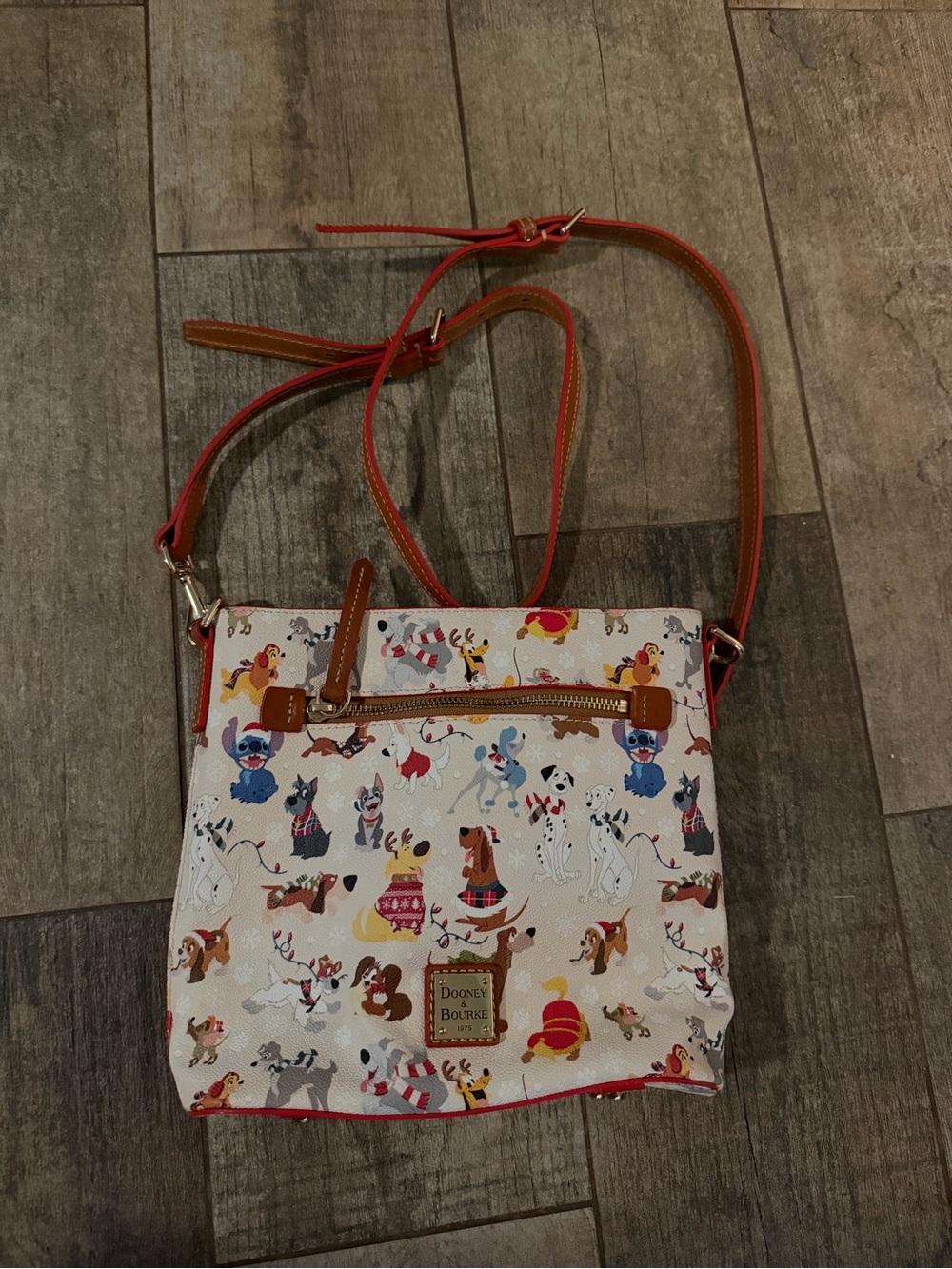 Dooney & Bourke Disney Christmas Santa Tails Holiday Dog Crossbody Plaid - Picture 6 of 14